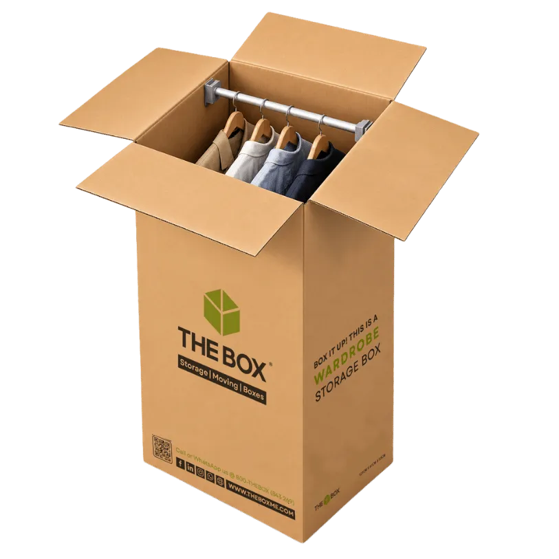 Cardboard Wardrobe Box with Hanging Rod